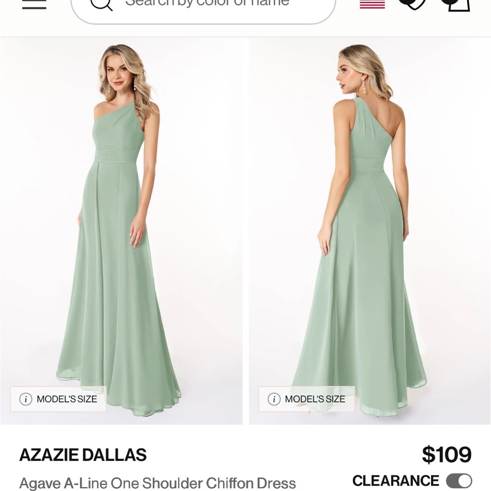 Azazie Dallas One Shoulder Chiffon Dress in Agave